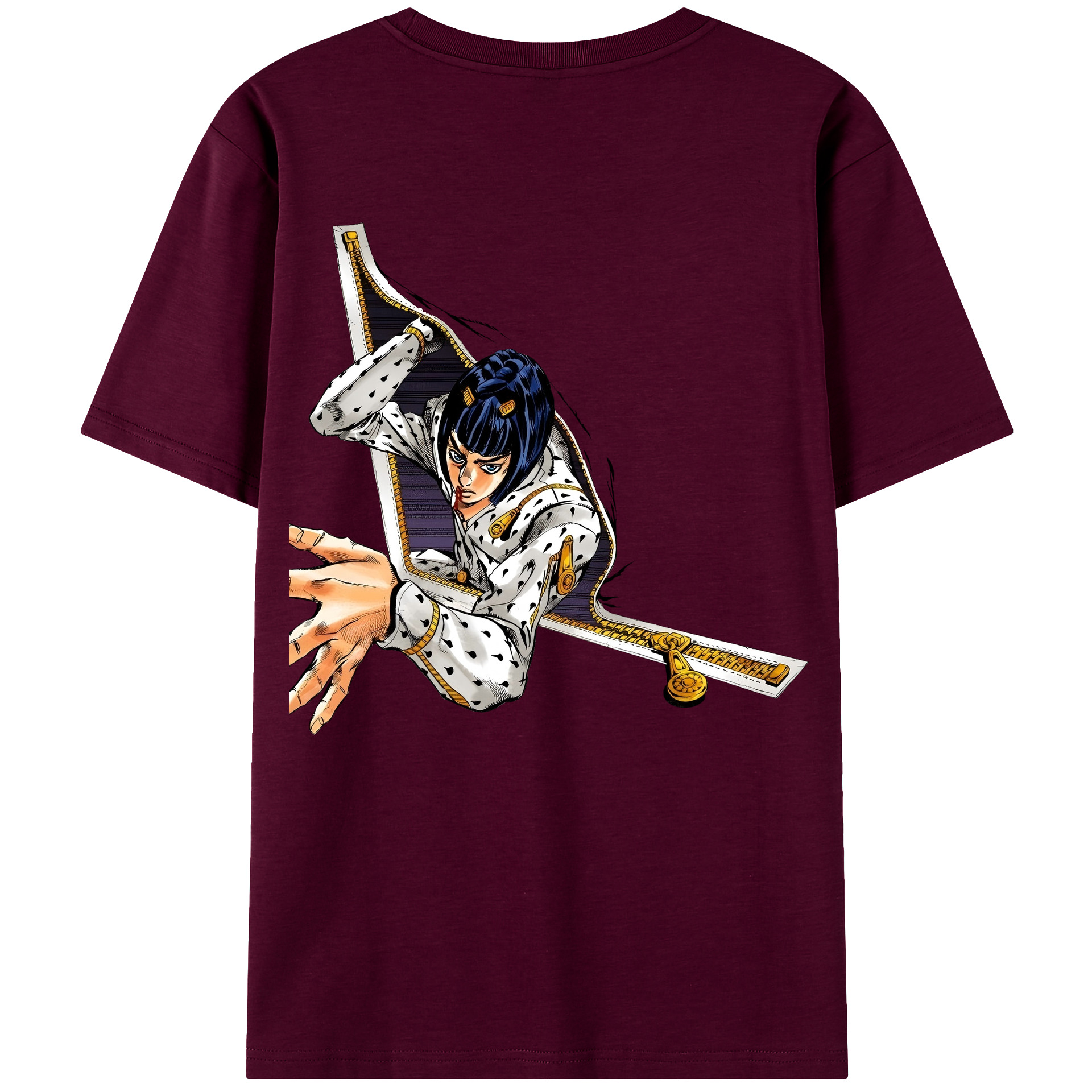 （画像用） ジョジョの奇妙な冒険 ブローノ?ブチャラティ JoJo's Bizarre Adventure Bruno Bucciarati レディース半袖Tシャツ(バックプリント)
